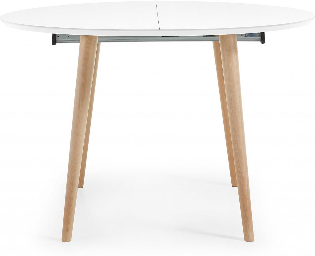 Laforma Esstisch Oqui Weiss Beine Naturell Rund Ausziehbar 120 200x120cm La Forma Designwohnen De